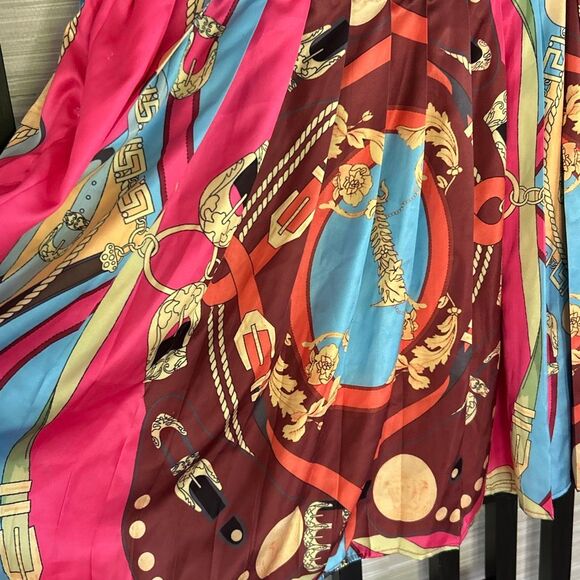 Banjul colorful silky pleated mini skirt print chain print size M - Picture 3 of 7